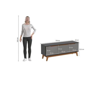 Rack Kappesberg 3 Portas Preto Fosco/azul Profundo 136cm