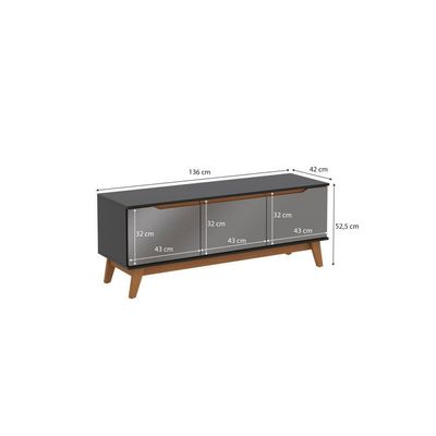 Rack Kappesberg 3 Portas Preto Fosco/azul Profundo 136cm