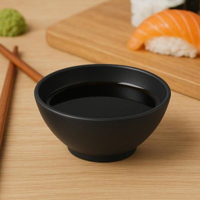 Kit 12 Ramekins 120ml Preto Molheiras Sunomono Shimeji Coza Redondo Plástico