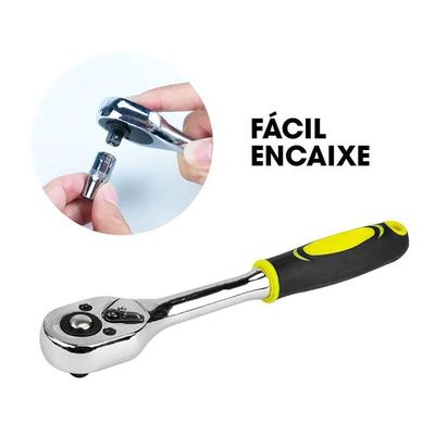 Kit Chave Canhão Catraca 46 Peça Profissional Alta Qualidade