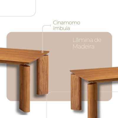 Mesa Nala 220cm Tampo Laminado Canto Moeda Moderna Mobília Cinamomo Imbuia Nat