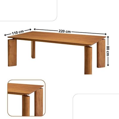 Mesa Nala 220cm Tampo Laminado Canto Moeda Moderna Mobília Cinamomo Imbuia Nat
