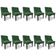 Kit 10 Cadeiras Estofadas Para Sala De Jantar Base Fixa De Madeira Preto Lia Veludo Verde - Ibiza