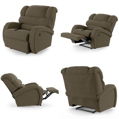 Poltrona Do Papai Reclinável Kalie Controle Power Elétrico Usb Fh9 Veludo Capuccino - Mpozenato
