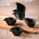 Kit 60 Molheiras 40ml Restaurante Japonês 8x6cm Cerâmica Orgânico Preto Matte Buffet Porto Brasil Oval
