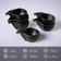 Kit 60 Molheiras 40ml Restaurante Japonês 8x6cm Cerâmica Orgânico Preto Matte Buffet Porto Brasil Oval