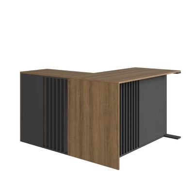 Conjunto para Escritório com 2 Peças Mesa L Armário Baixo CM8000 Mel Grafite Faema
