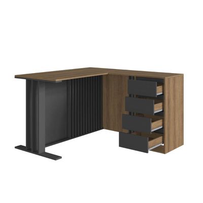 Conjunto para Escritório com 2 Peças Mesa L Armário Baixo CM8000 Mel Grafite Faema