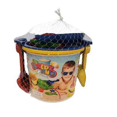 Baldinho de Praia Pequeno Menino Com 7 Peças - World Blocks