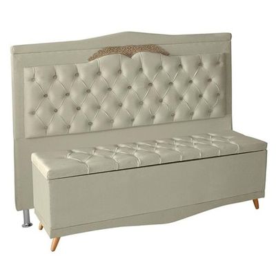 Kit Cabeceira De Cama Box E Calçadeira Baú Madri Casal 140 Cm Suede Porcelana Do Lar Móveis E Decoração