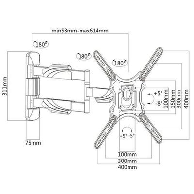 Suporte Articulado Para Tv De 26 A 55 Com Braço Longo Kma28-443l