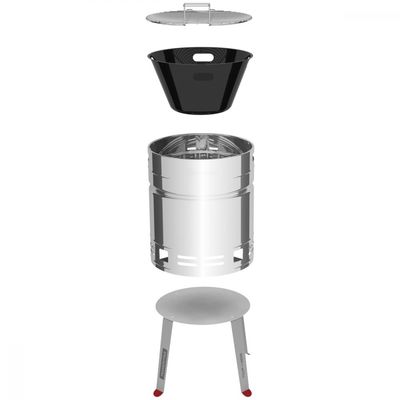 Churrasqueira a Carvão Tramontina TCP 400 em Aço Inox com Bandeja para Carvão em Aço Esmaltado
