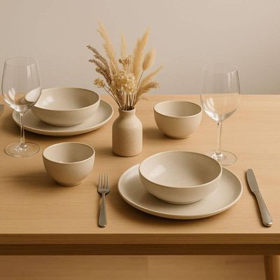 Conjunto de Jantar 12 Peças Bio Latte Prato Raso Fundo Bowl Off White Mesa Posta Porto Brasil