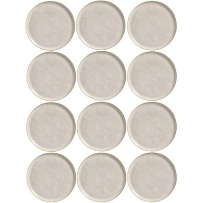Kit 12 Pratos Rasos Bio Latte 27cm Cerâmica Stoneware Off White Mesa Posta