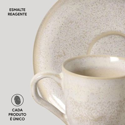 Jogo 12 Xícaras de Café com Pires 120ml Cerâmica Porto Brasil Bio Latte Mesa Posta