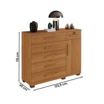 Cômoda Milão 6 Gavetas 1 Porta Benetil Móveis - Cinamomo