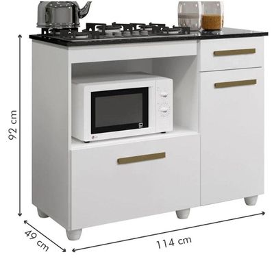 Balcão Cooktop/forno Violeta Kaiki Móveis - Branco