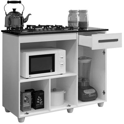 Balcão Cooktop/forno Violeta Kaiki Móveis - Branco