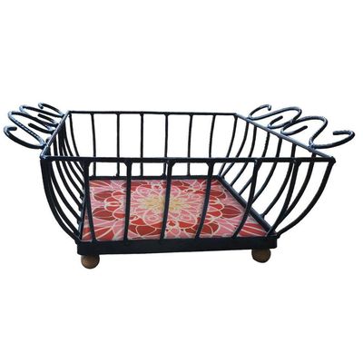 Fruteira De Mesa Ferro E Azulejo Quadrada Grande Pra Cozinha Azulejo G5