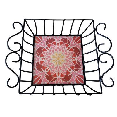 Fruteira De Mesa Ferro E Azulejo Quadrada Grande Pra Cozinha Azulejo G5