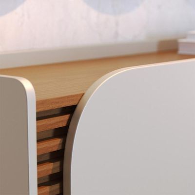 Buffet 3 Portas Detalhe Ripado Jurerê - Off White Matte/freijó