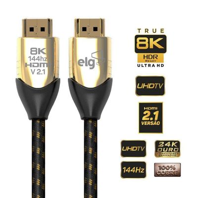 Cabo Hdmi 2.1v 8k Ultra High Speed Com Ethernet 2 Metros Hs8k20 Elg