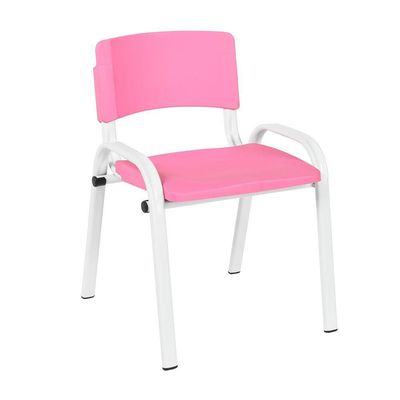 Kit 8 Cadeira Iso Infantil Creche, Escola Base Branco Rosa