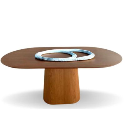 Mesa De Jantar Cone Retangular Arredondada 198x122cm Freijó