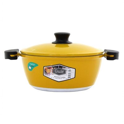 Kit Panelas Gulê Alumínio 3 Peças modelo na cor Amarelo.