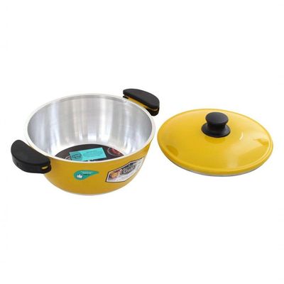 Kit Panelas Gulê Alumínio 3 Peças modelo na cor Amarelo.