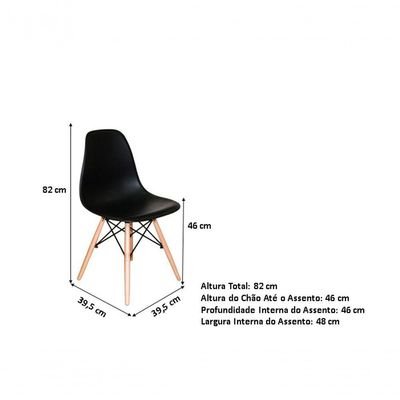 Conjunto De Mesa Redonda Eames 100cm Preto + 4 Cadeiras Eiffel Dsw Preto