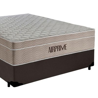 Cama Box Casal Sintético Cremil + Colchão Molas Ensacadas Airprime 138x188x65cm Marrom