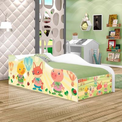 Cama Carro Fun Adesivada Fazendinha E Balões Solteiro