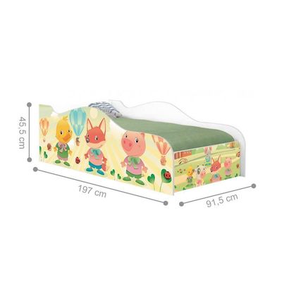 Cama Carro Fun Adesivada Fazendinha E Balões Solteiro