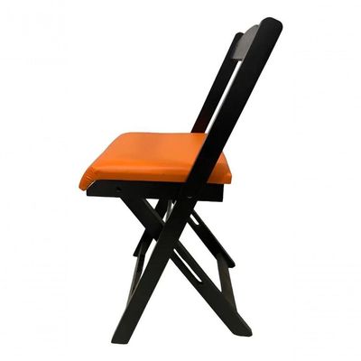 Conjunto Mesa Dobrável Com 4 Cadeiras Preto Estofado Laranja