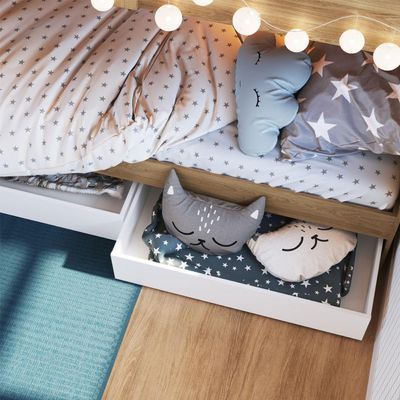 Beliche Infantil com Escada, Nicho e Gavetas Aveiro e Branco