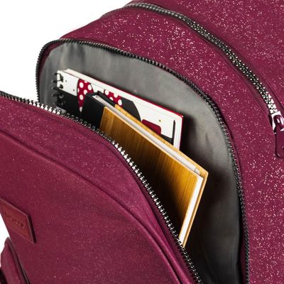 Mochila Escolar Juvenil com 4 Rodinhas Crinkle Glitter Vinho U / Vinho