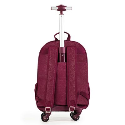 Mochila Escolar Juvenil com 4 Rodinhas Crinkle Glitter Vinho U / Vinho