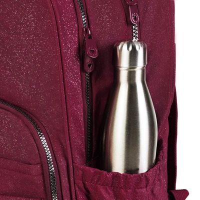 Mochila Escolar Juvenil com 4 Rodinhas Crinkle Glitter Vinho U / Vinho