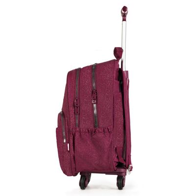 Mochila Escolar Juvenil com 4 Rodinhas Crinkle Glitter Vinho U / Vinho