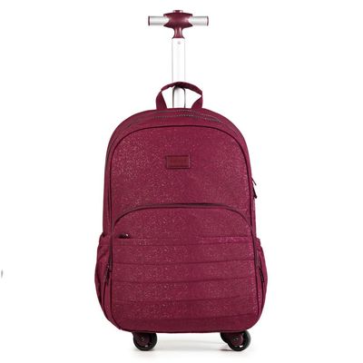 Mochila Escolar Juvenil com 4 Rodinhas Crinkle Glitter Vinho U / Vinho