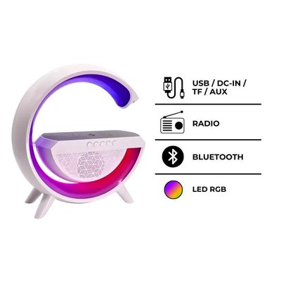 Luminária Branca Rgb G Speaker Caixinha De Som Bluetooth