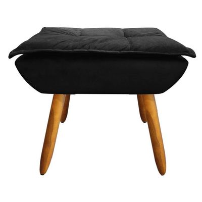 Kit 2 Puffs Decorativos Sala De Estar Pés Palito Opla Suede Preto - Ibiza