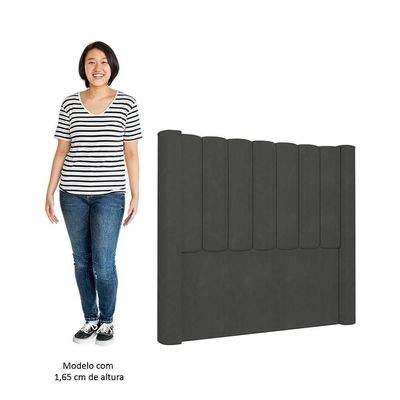 Cabeceira Casal Cama 140cm Claire I02 Veludo Chumbo - Mpozenato