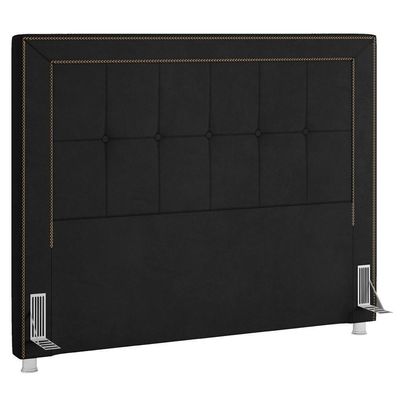 Cabeceira Cama Casal Queen 160cm Paolla P02 Veludo Preto - Mpozenato