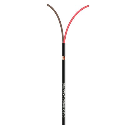 Cabo Manga 2x22 AWG - com Blindagem Preto - 1 Metro
