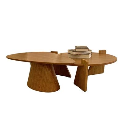 Conjunto Mesa Fluid De Centro Orgânica 120x80cm & Redonda 100cm Madeira Freijó