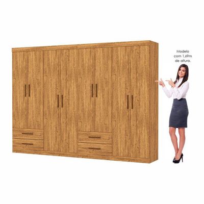 Closet Casal Duplo Lu 8 Portas 4 Gavetas Cinamomo