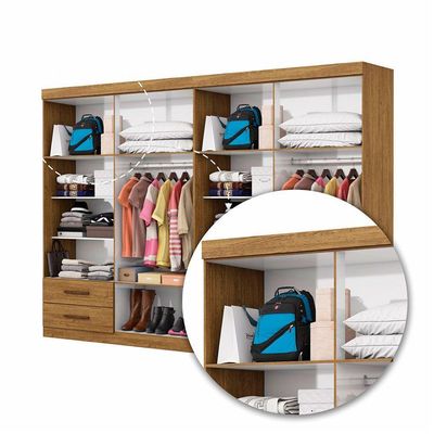 Closet Casal Duplo Lu 8 Portas 4 Gavetas Cinamomo