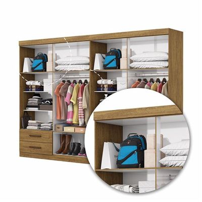 Closet Casal Duplo Lu 8 Portas 4 Gavetas Cinamomo Off White